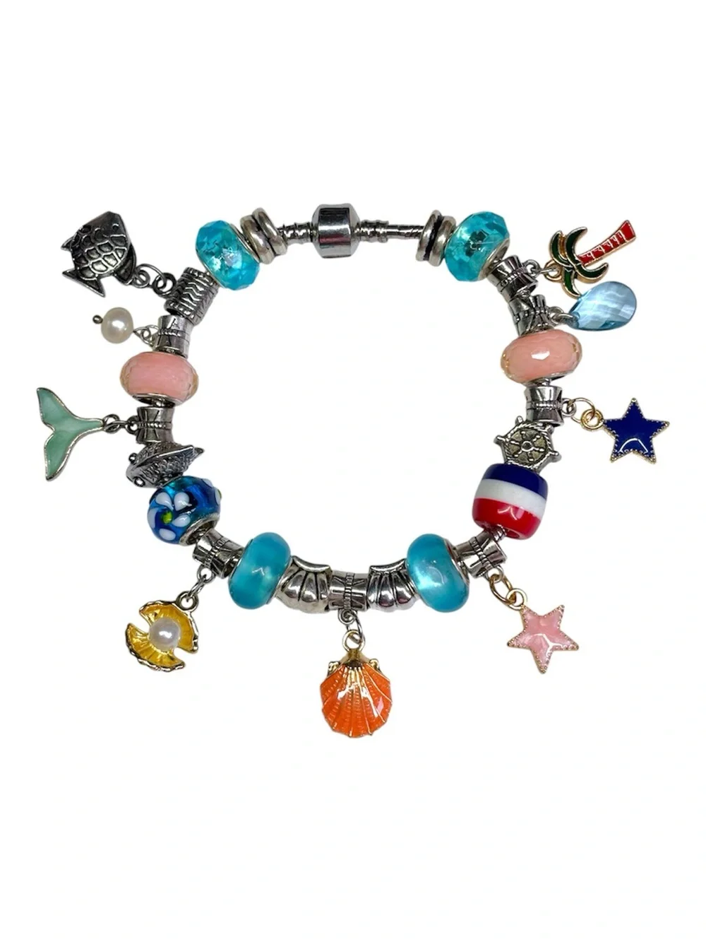 Custom Ocean Beach theme charm bracelet 💗
